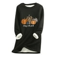 thumbnail image 2 of Kayannuo Womens Long Sleeve Tops Thanksgiving Print Fall Graphic Tees for Women Round Neck Pumpkin Print Women Thick Fleece Sweatshirt Print Velvet Warm Underwear Tops, 2 of 3