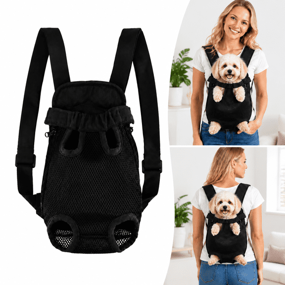 Dog Carrier Backpack, Adjustable Legs-Out Puppy Sling, Breathable Anti-Tear Front Pet Carrier for Small Medium Dogs 7-16 Lbs, Walking Hiking Camping