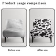 thumbnail image 5 of ZIATUBLES Armless Accent Chair Slipcover Stretch Armless Chair Cover Spandex Slipper Chair Covers without Arms Stretch Removable Modern Furniture Protector for Living Room, Black White Cow Print, 5 of 7