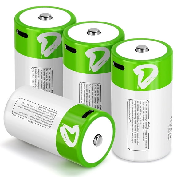 1.5V 7500mAh USB Rechargeable D Lithium Batteries,Rechargeable D Battery 4 pack ,Lr20 1.5v Battery Size D