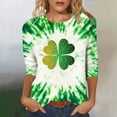 thumbnail image 2 of biudgviw Womens St Patrick's Day Shirts Printed Graphic Tees Fashion Casual Tie Dye Crewneck 3/4 Sleeve Tops Festival Outfits, 2 of 4