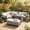 White, variant on YIORTWO 5-Piece Outdoor Sectional Sofa Set, Rattan Wicker Patio Conversation Set with 2 Extendable Side Tables and Dining Table, Seats 7, Brown