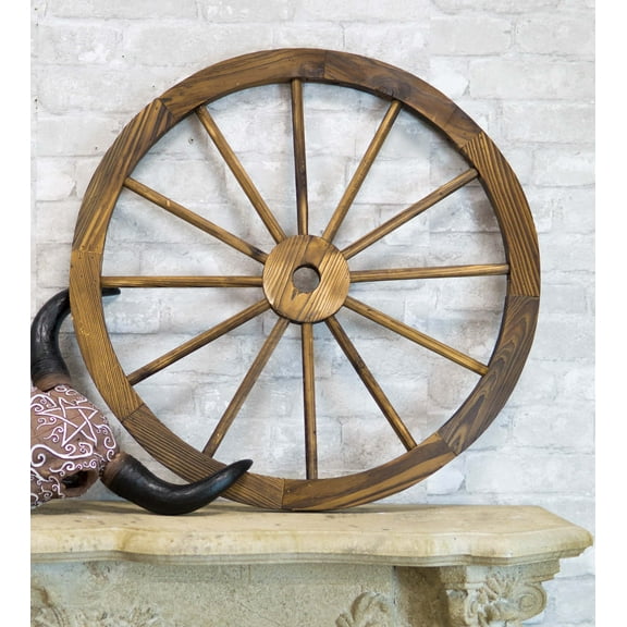 Oversized 31" Vintage Rustic Round Wood Cartwheel Wagon Wheel Wall Decor Plaque