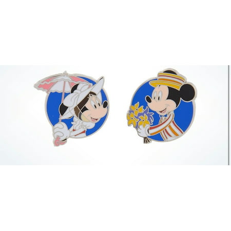 Disney Parks Minnie as Mary Poppins Mickey as Bert Pin Set New with (Best Pranks To Pull On Boyfriend)