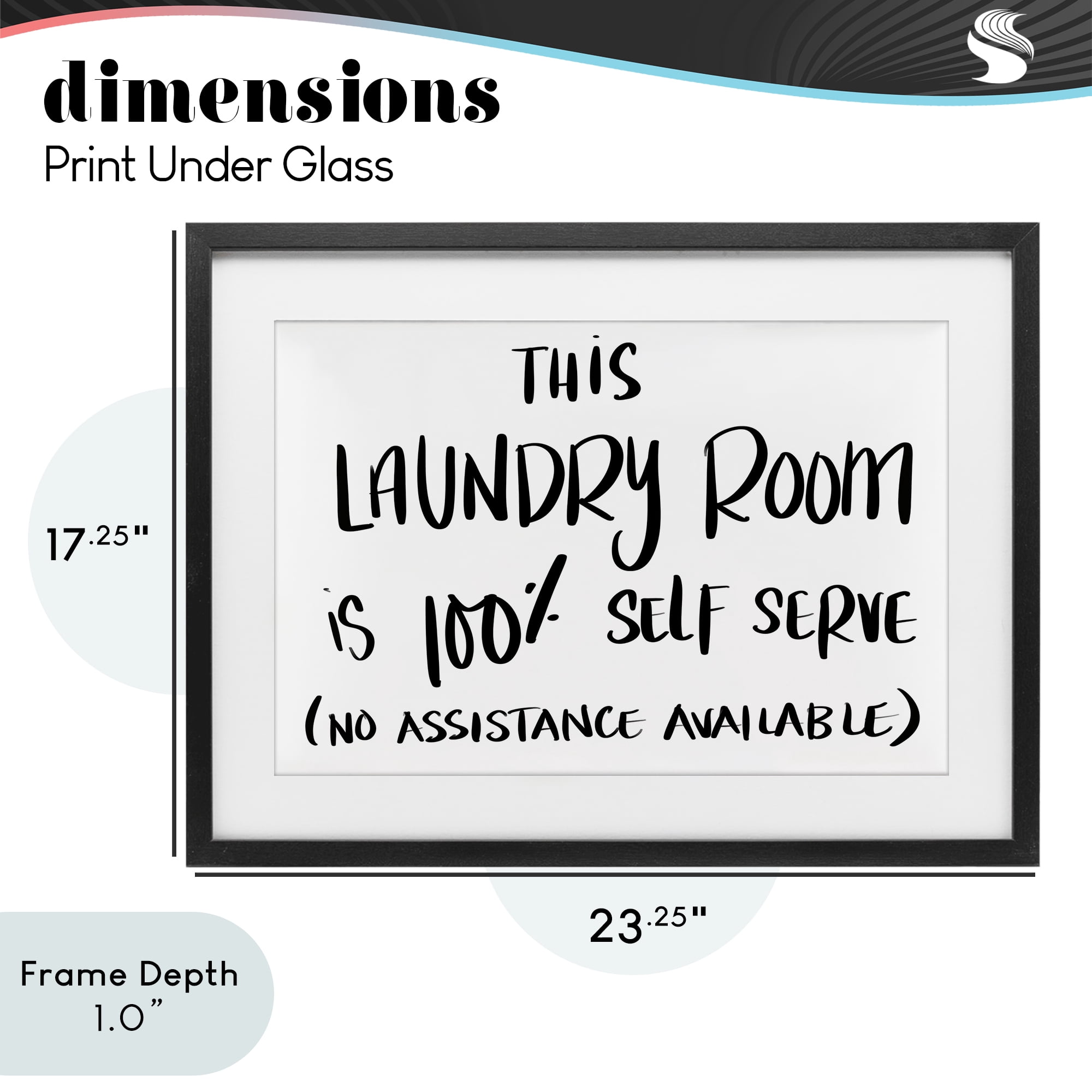 Stupell Industries Self Serve Laundry No Assistance Black Framed Print Under Glass, design by SD Graphics Studio