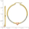 thumbnail image 2 of 10k Two-tone & White Rhodium D/C Heart Hoop Earrings in 14k Yellow, White, and Rose Gold Tri-Color, 2 of 2