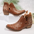 thumbnail image 2 of SACFOF Women's Cowboy Cowgirl Western Ankle Boots Floral Embroidered Stitched V Cut Snip Toe Classic Country Booties, 2 of 6