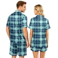 thumbnail image 5 of Couple Matching Pajamas Sets Silk Satin Short Sleeve Button Down Pjs Sleepwear 2 Piece Lounge Pajama Set S-Xxxxl(Men), 5 of 5