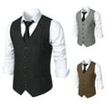 thumbnail image 5 of Men's Tweed Casual Blazer V Neck Single Breasted Slim Fit Waistcoat Formal Daily Office Commute Vest, 5 of 5