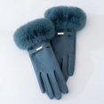 thumbnail image 1 of Guantes de piel de conejo para mujer, cálidos, antideslizantes y resistentes al viento, acolchados para montar a caballo y al aire libre, para invierno, 1 of 3