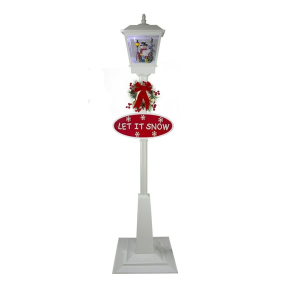 Northlight 70.75" White Lighted Musical Snowman Christmas Street Lamp