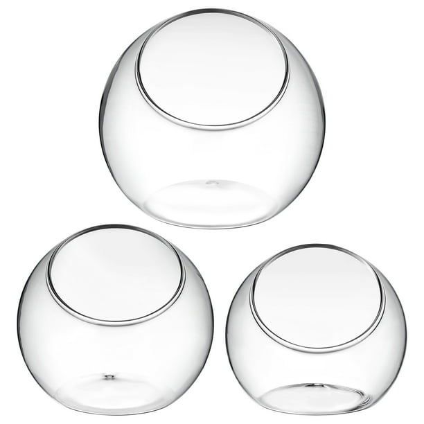 Juego de 3 macetas de vidrio para plantas aéreas, ideales para decorar tu hogar u oficina.