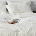 Bedsure Ivory Queen Comforter Set 7 Pieces Pintuck Comforter Set