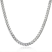 Hermah 5mm Mens Boys Silver Tone Curb Cuban Necklace Stainless Steel Chain 18-26inch