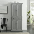 thumbnail image 5 of Crosley Furniture Seaside Coastal Wood/Metal Pantry in Distressed Gray and Gold, 5 of 18