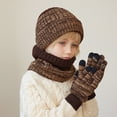 thumbnail image 2 of 3Pcs Winter Knitted Beanie Hat and Neck Scarf Set with Gloves for Boys Girls Age 1-11 Years, 2 of 4