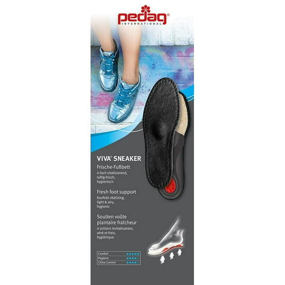 pedagÂ® VIVA SNEAKER Cotton Terry Orthotic with Sisal Padding Semi Rigid Arch, Met and Heel Pad, Black, Size 8L