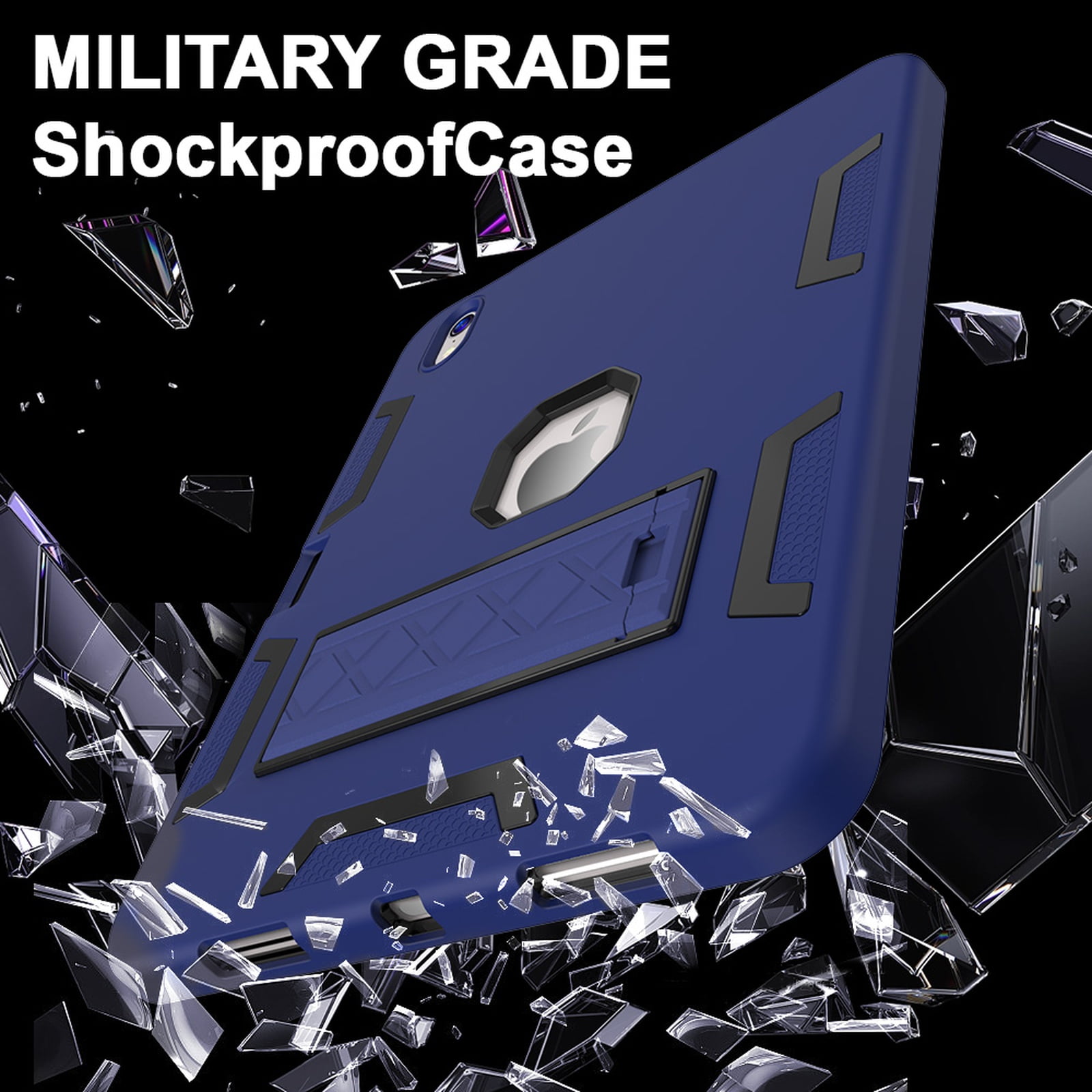 Allytechgroup Rugged Case for Apple iPad A16 11th Generation 11" 2025/ iPad 10th Gen 10.9" 2022, Hybrid TPU PC Bumper Heavy Duty Shockproof Anti-Scratch Protective Cover with Pencil Holder,Navyblue