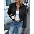 thumbnail image 5 of Women'S Cropped Faux Fur Jacket Long Sleeve Open Front Cardigan Casual Puffy Parka Hairy Short Coat Black XL, 5 of 7