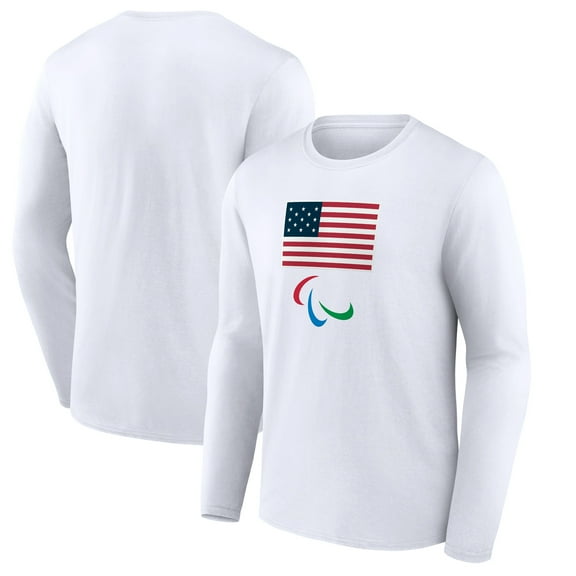 Men's  White Team USA 2024 Paralympics Primary Logo Long Sleeve T-Shirt