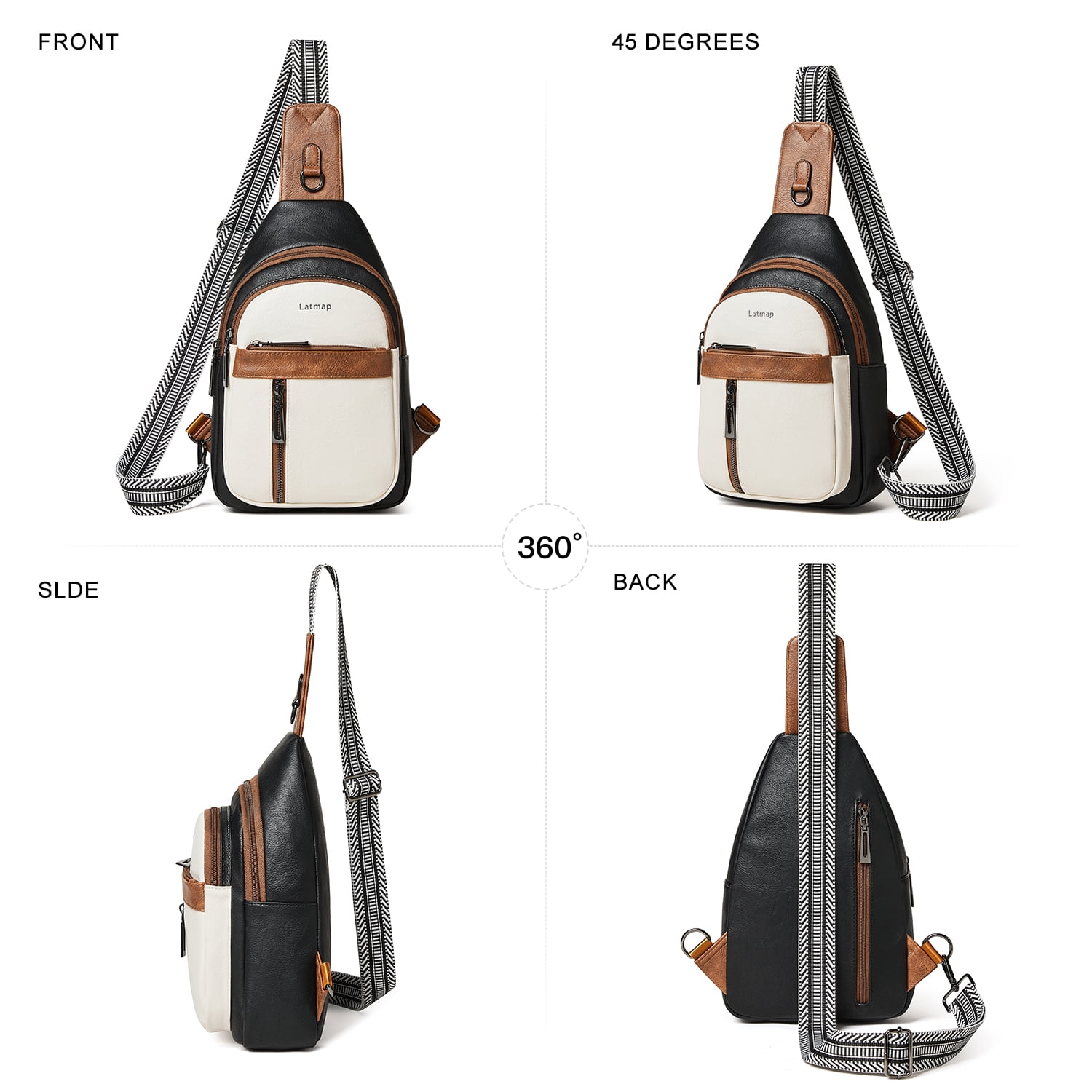 7L PU Leather Sling Bag, Crossbody Fanny Pack for Travel & Daily Use, Hands-Free Unisex Chest Backpack