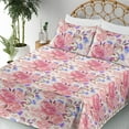 thumbnail image 3 of Ambesonne Romantic Vibes Fitted & Flat Sheet with Sham 3 Pcs Set, Dreamy Floral Print, Twin, Pastel Pink Lavender Blue, 3 of 5