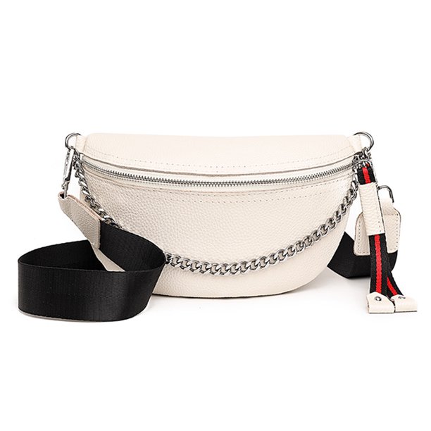 Bolsa De Pecho Bolsa bandolera en el pecho de cuero de vaca Cadena Bum Fanny Pack Saddle Belt Purse (Blanco) Tmvgtek Para Estrenar