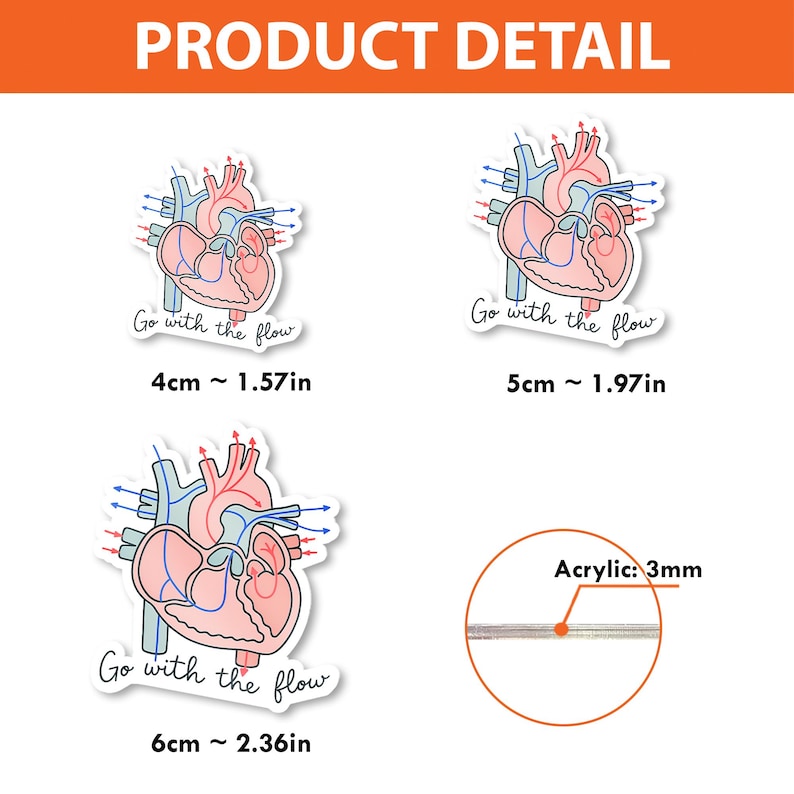 TiniDecor Go With the Flow Heart Badge Reel, Anatomical ID Holder, Cute Gift for Nurses, Med Techs