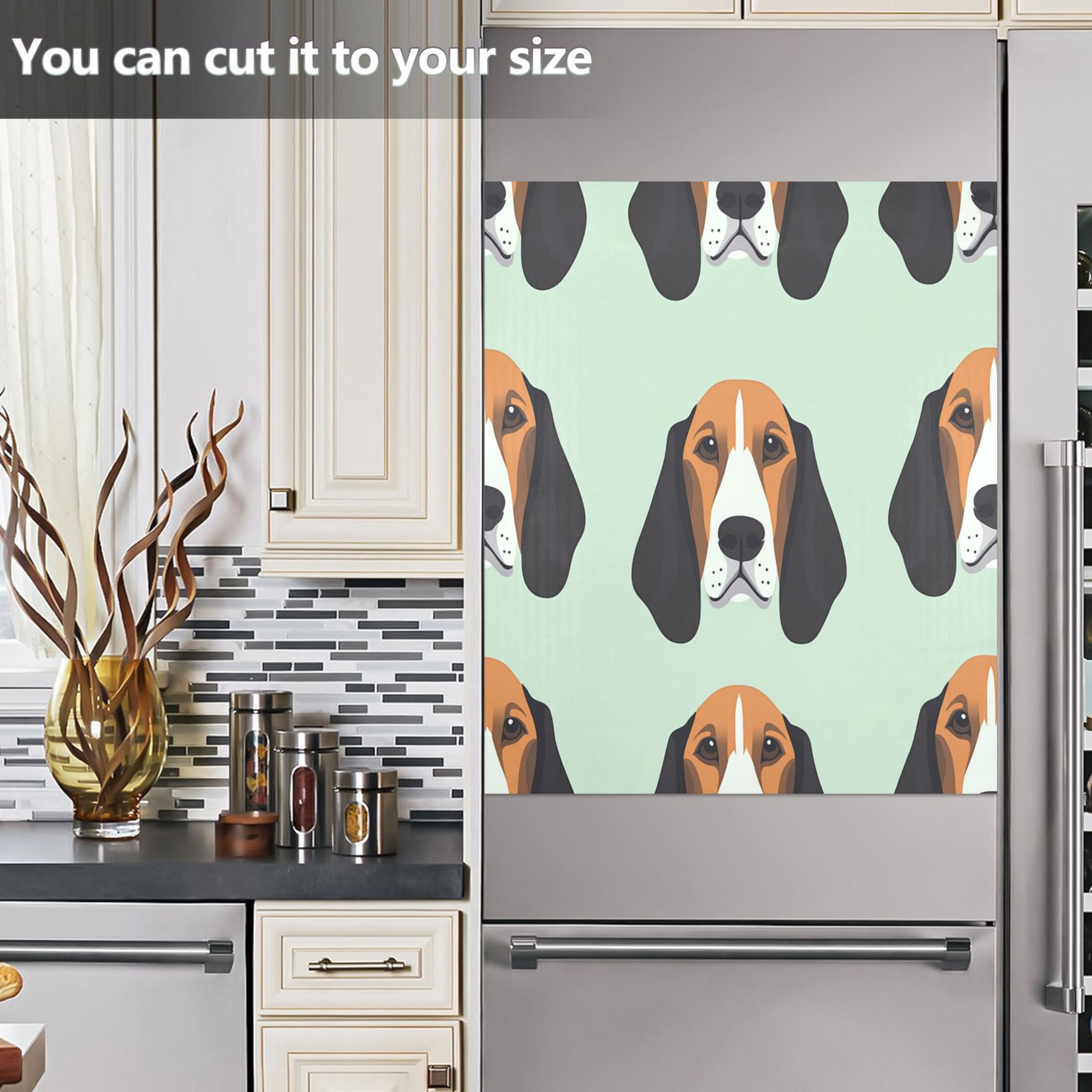 Dishwasher Magnetic Sticker 23x26 Inch Refrigerator Magnetic Sticker Washing Machine Magnetic Sticker Kitchen Panel Magnetic Sticker Home Decor Cool Cartoon Dog Face
