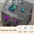 thumbnail image 5 of Blotout Farmhouse End Table with LED Light&Charging Station, 24" Large Sofa Side Table, Mesh Barn Door, Adjustable Storage Shelf, Rustic Wood Square Nightstand for Living Room, Bedroom, Office, 5 of 9