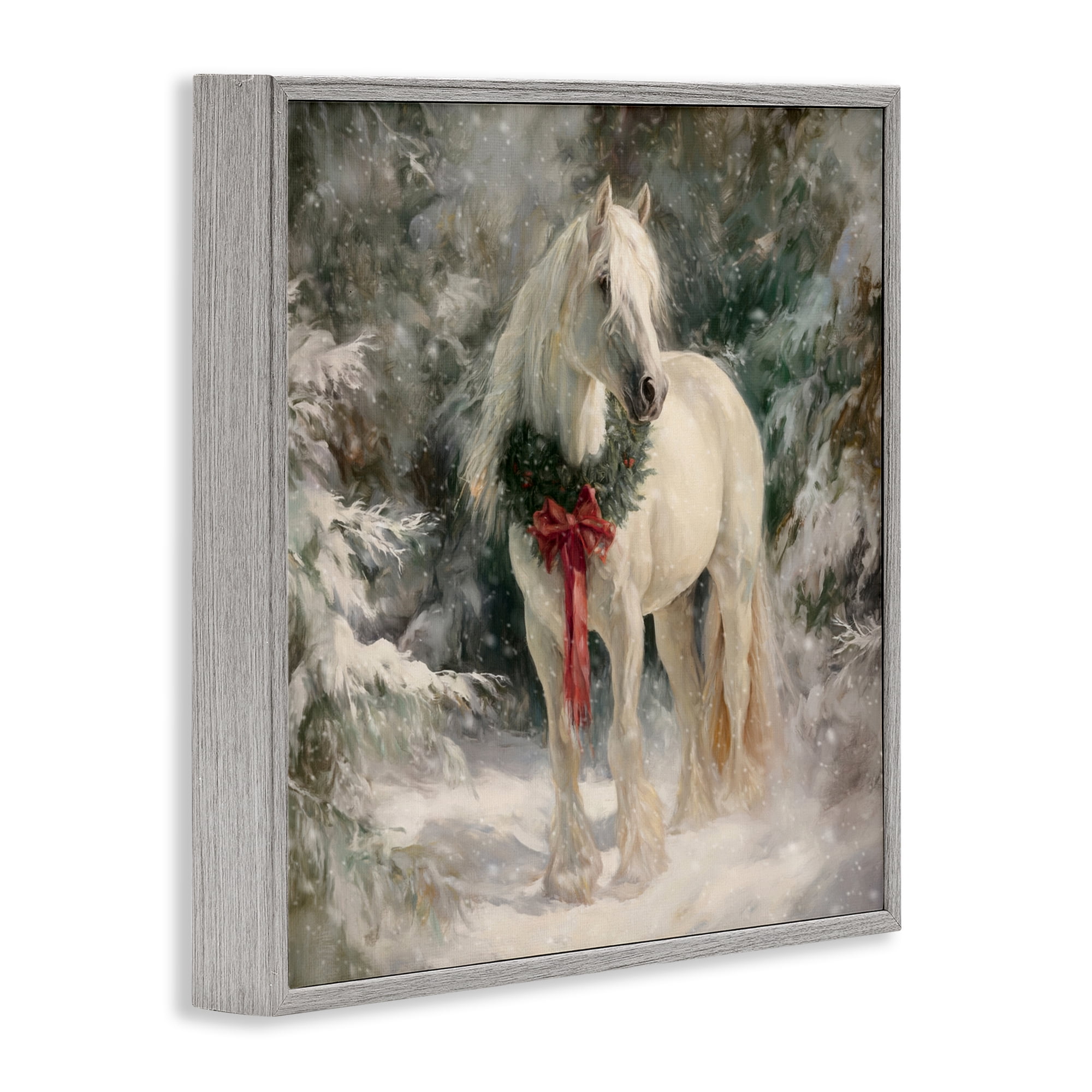 Stupell Industries Pretty Christmas Mare Gray Framed Giclee Art, design by Tina LeCour