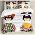 thumbnail image 3 of Kabuki Mask Duvet Cover Set Twin Size, Cultural Drama Costumes with Artistic Oriental Masks Ethnic Mystic Details, Decorative 2 Piece Bedding Set with 1 Pillow Sham, Multicolor, by Ambesonne, 3 of 3