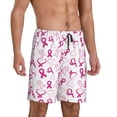 thumbnail image 2 of Logiee Breast Cancer Awareness4 Print Men's Pajama Shorts with Drawstring & Pockets,Sleep Shorts for Men,Sleepwear Bottoms,Elastic Waistband Loungewear-Small, 2 of 6