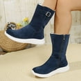 thumbnail image 4 of Women's Plush Mid Calf Boots Suede Fleece Lined Platform Booties Winter Warm Non Slip Work Shoes, 4 of 9