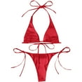 thumbnail image 5 of HCNTES Women String Bikini Set Halter Side Tie Two Piece Swimsuit Triangle Bathing Suits(L,Red), 5 of 7