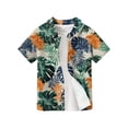 thumbnail image 4 of Abcomgle Kids Hawaiian Shirt Boys Tropical Palm Tree Print Funny Hawaiian Shirt Button Down Short Sleeve Holiday Hawaiian Outfit for Boys,Navy,12-13Years, 4 of 5