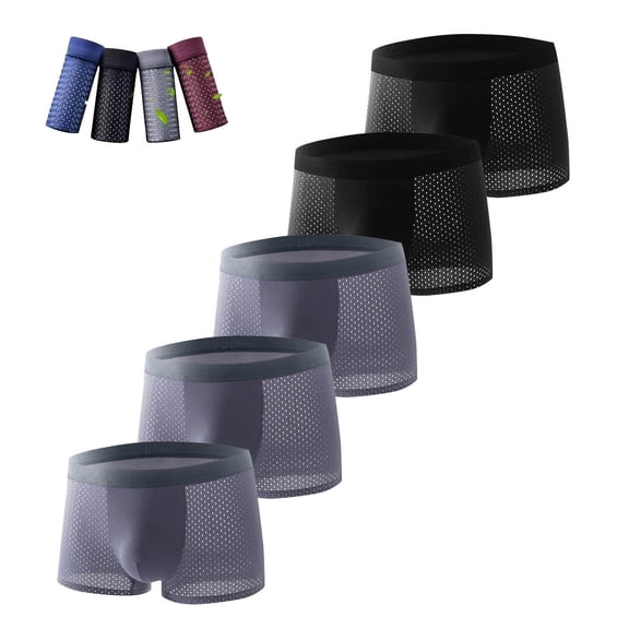 YSUEJPF 5 Pack Mens Underwear Boxer Briefs Pouch Support Athletic Supporters Classic Solid Elastic Waist Compression Underpants