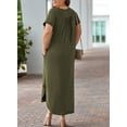 thumbnail image 5 of HOTAPEI Plus Size Dresses for Women Maxi Casual V-Neck Plus Size T-shirt Dress Side Slit Summer Dresses With Pockets, 5 of 7
