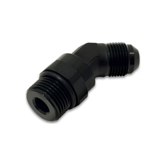 Vibrant -12AN Male to Male -12AN Straight Cut 45 Degree Adapter Fitting - Anodized Black
