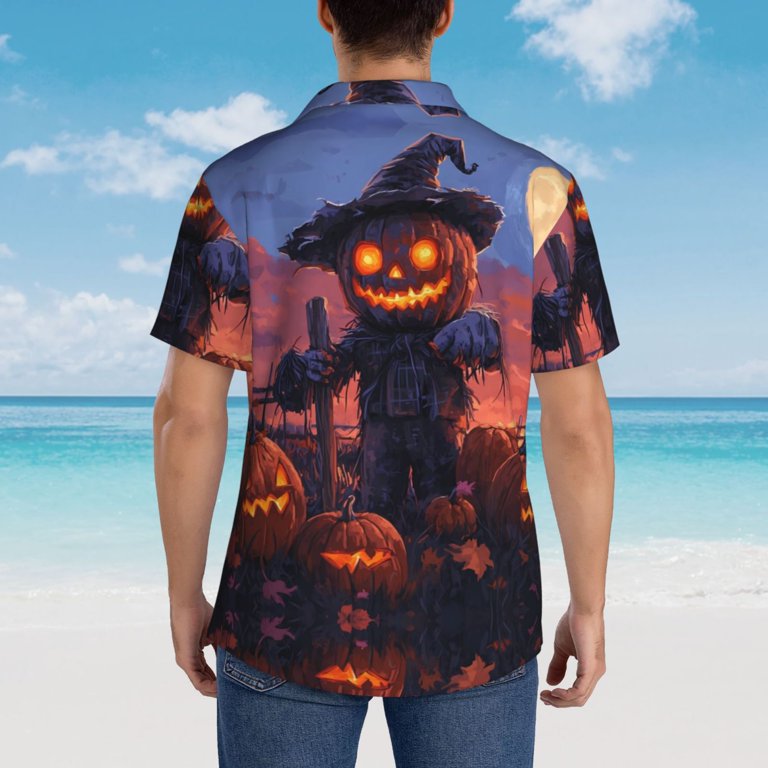 Chemise Halloween Homme : Motif Citrouille Néon- Déguiz-fêtes