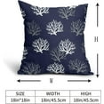 thumbnail image 5 of Nautical Coastal Pillow Covers 18x18 Inch Set of 2 Navy Blue Sea Coral and Starfish Throw Pillows Square Linen Cushion Cover for Home Couch Sofa Patio Bedroom Livingroom, 5 of 6