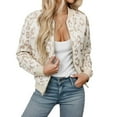 thumbnail image 2 of TrendOFT Womens Bomber Jackets Leopard Print Retro Shape Button up Front Long Sleeve Jackets Outwear Light Gray XXL, 2 of 9