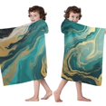 thumbnail image 4 of Teal Marble Gold Wave Pattern Hooded Bath Towel，50"x30" for Ages 3 To 12 Kids, Quick Dry Lightweight Soft Microfiber Hood Beach Towel Cover Up for Kids, 4 of 7