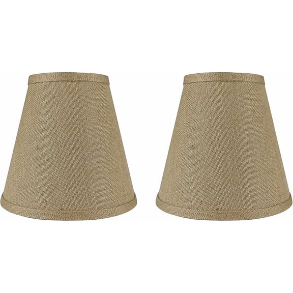 Set of 2 Hardback Burlap Empire Lamp Shade 5-inch by 9-inch by 8.5-inch, Natural Burlap, Spider Washer Fitter