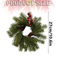 thumbnail image 3 of CozeLy Christmas Wreath Artificial Needle Red Wreath for Front Door Window Winter Wreath, Christmas Hanging Decorations Holiday Door Decor, 3 of 5