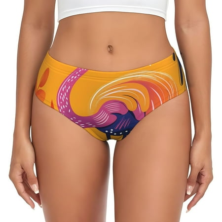 Sikiie Vibrant Flamingo Illustration Women s High Waisted Cotton Underwear Soft Breathable Panties Stretch Briefs Seamless Ladies Panties-3X-Large