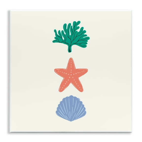 Stupell Industries Coral & Sea Life Minimal Animals Painting Unframed Art Print Wall Art, 12 x 12