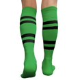 thumbnail image 3 of Couver Cotton 4 Stripes Knee High Bright Green Softball Baseball Sports Tube Socks, Black Medium, 3 of 7