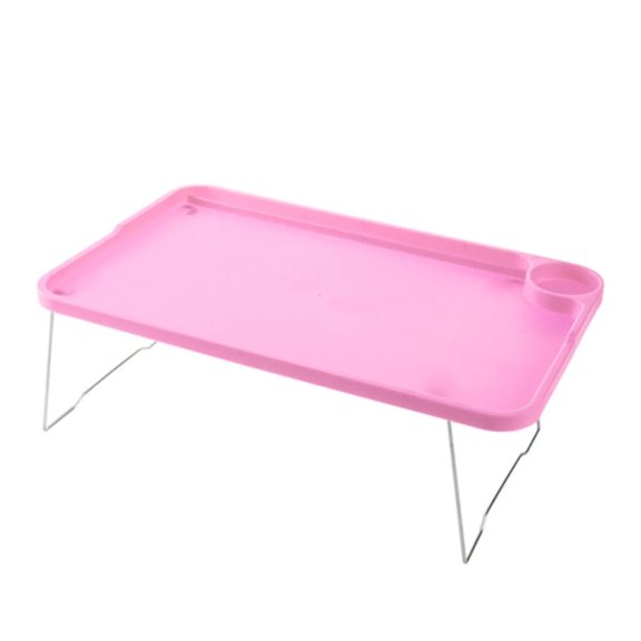 Portable Laptop Desk, Foldable Lap Desk, Tv Tray For Bed, 23X12 In, Pink Plastic, Laptop Bed Tray, Bed Laptop Table, Breakfast In Bed, 1 Pc