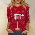 thumbnail image 2 of Christmas Shirts for Women Loose Fit 3/4 Length Sleeve Round Neck T Shirt Glitter Xmas Tree Printed Holiday Blouses Merry Christmas Graphic Tee Elbow Sleeve Clothing, 2 of 5